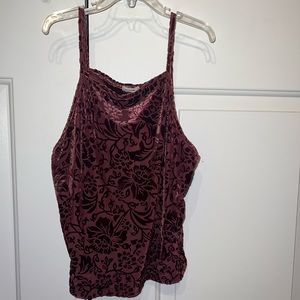 Garage | Maroon Velvet Floral Halter Top 🌸